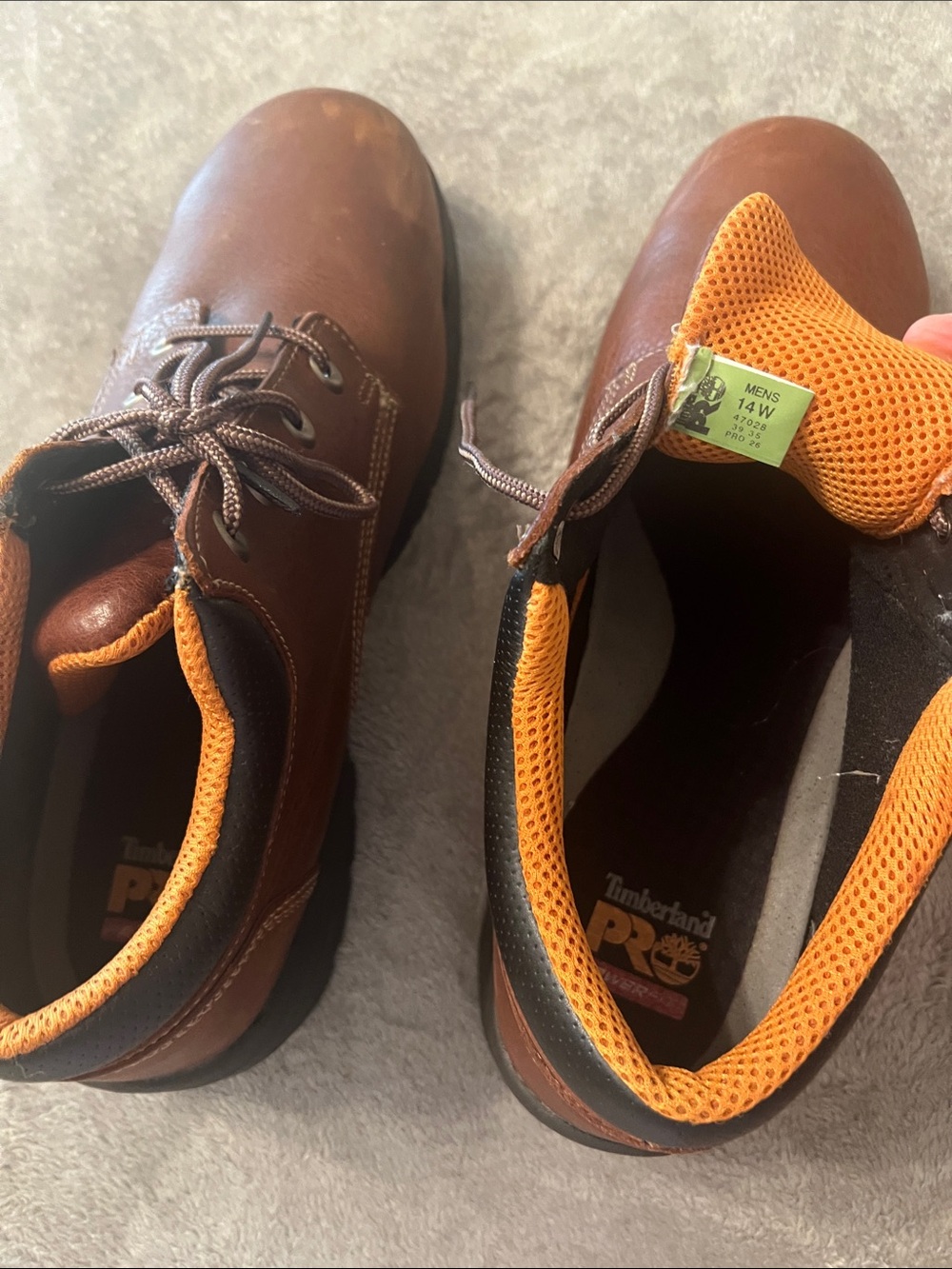 Timberland Brown Leather Oxfords with Orange Mesh Lining